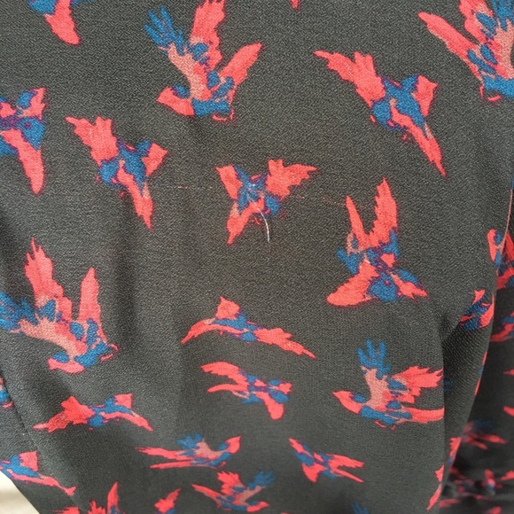 Free People Bird Print Button Up Long Sleeve Tie Cuff Blouse - Picture 10 of 10